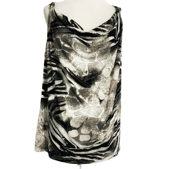 Cache Size XL  Top Blouse Sleeveless Pewter Abstract - Picture 1 of 5